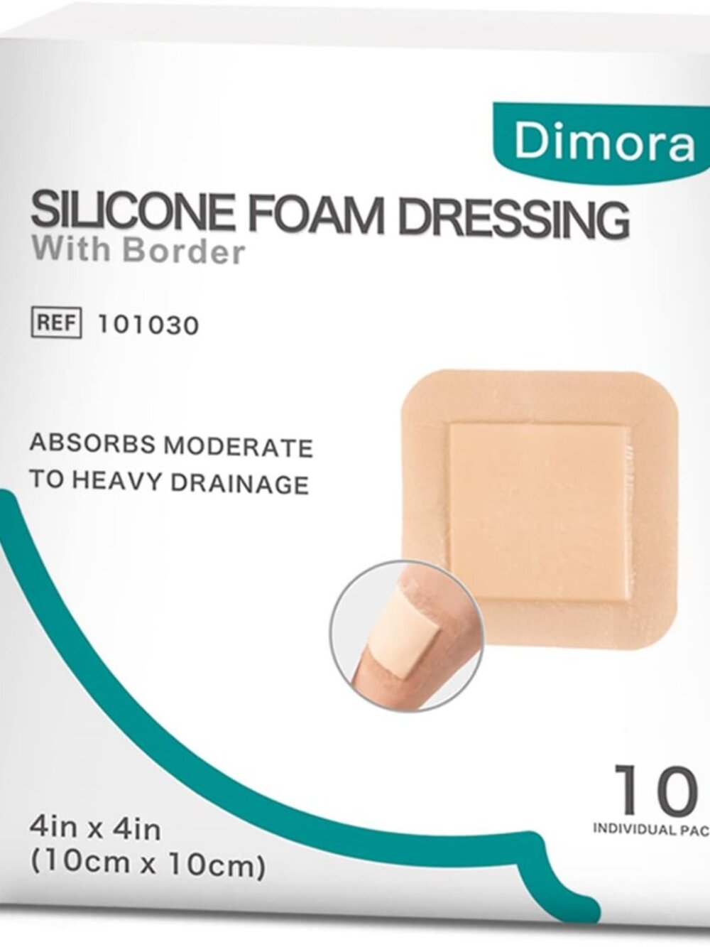 Silicone Foam Dressing with Border Adhesive 4"x4"10 Pack